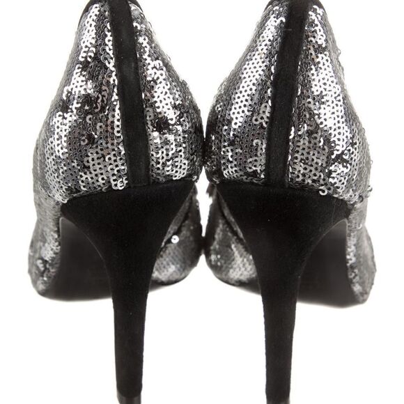 TORY BURCH Silver Sequin Embellished Pumps Size 7.5 - Picture 5 of 15